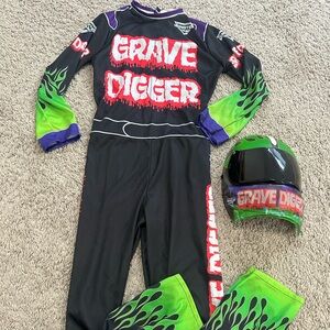 Monster Jam Grave Digger Monster Truck Drive Costume for Kids - Black and Green